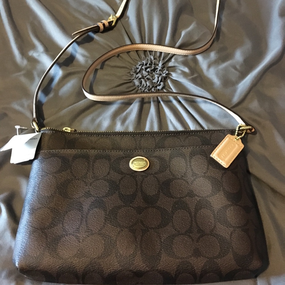 Coach brown signature cross body